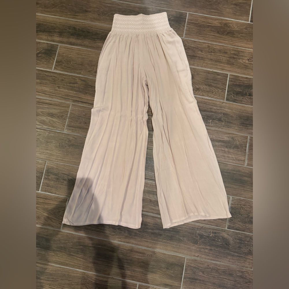 Pink Lily Show Up Taupe Smocked Pants